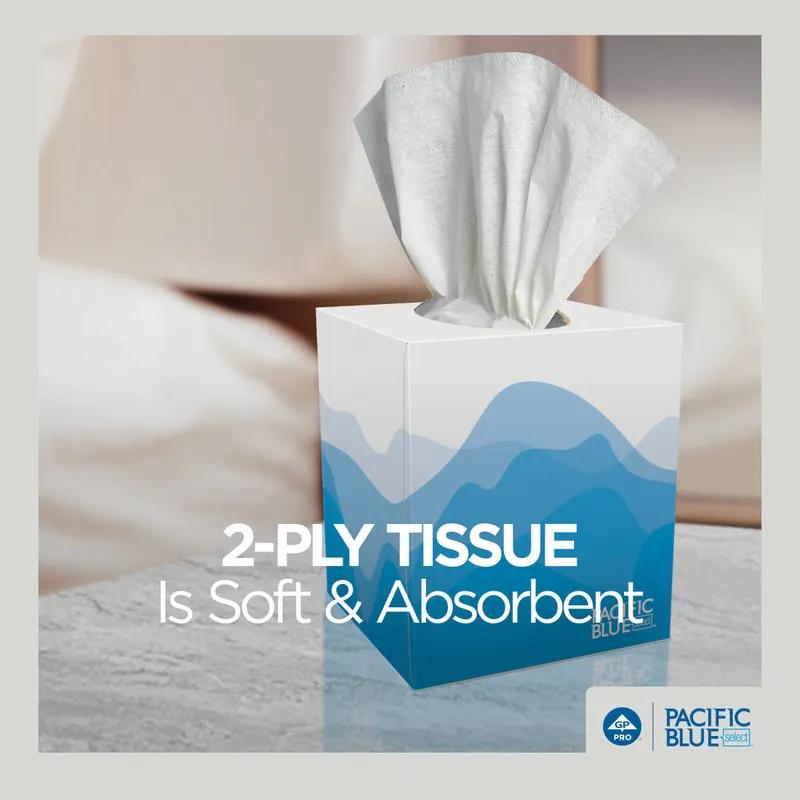 Pacific Blue Select Facial Tissue 8.4X7.5X5.25 IN 2PLY White 1/2 Fold EPA Indicator 100 Sheets/Pack 36 Packs/Case