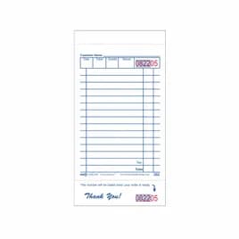 Guest Check 3.5X6.75 IN White 1-Part 15 Line 100 Sheets/Pack 100 Count/Case