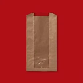 Sandwich Bag 5.5X2X10 IN Kraft Paper PET Kraft Gusset With Window 1000/Case