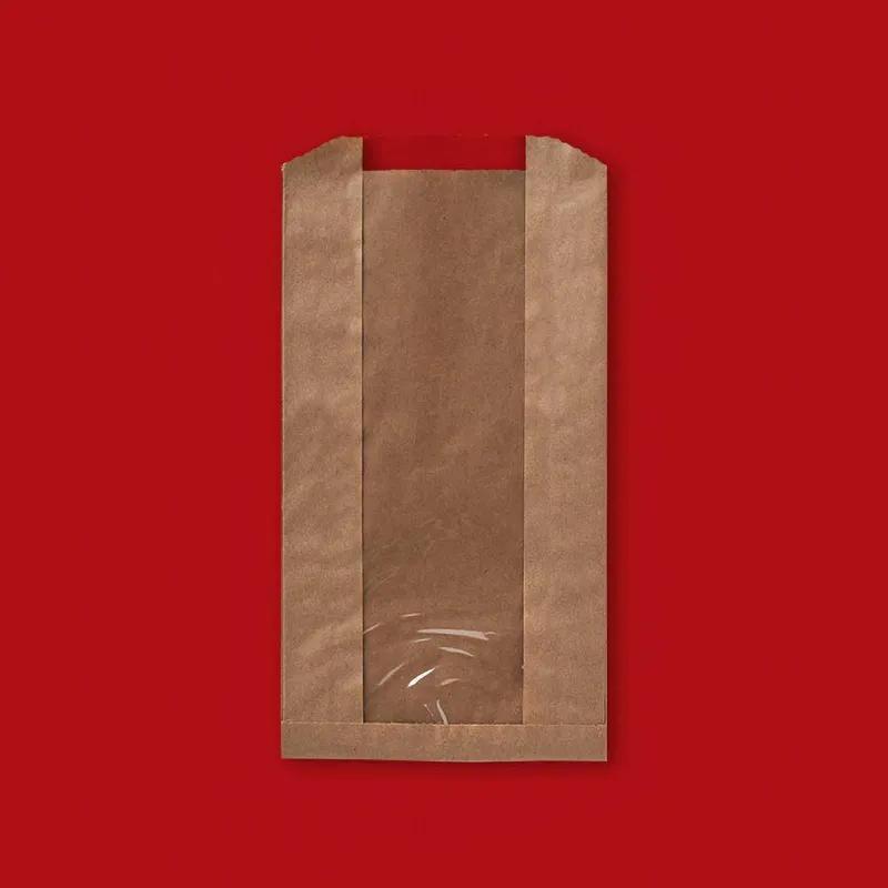 Sandwich Bag 5.5X2X10 IN Kraft Paper PET Kraft Gusset With Window 1000/Case