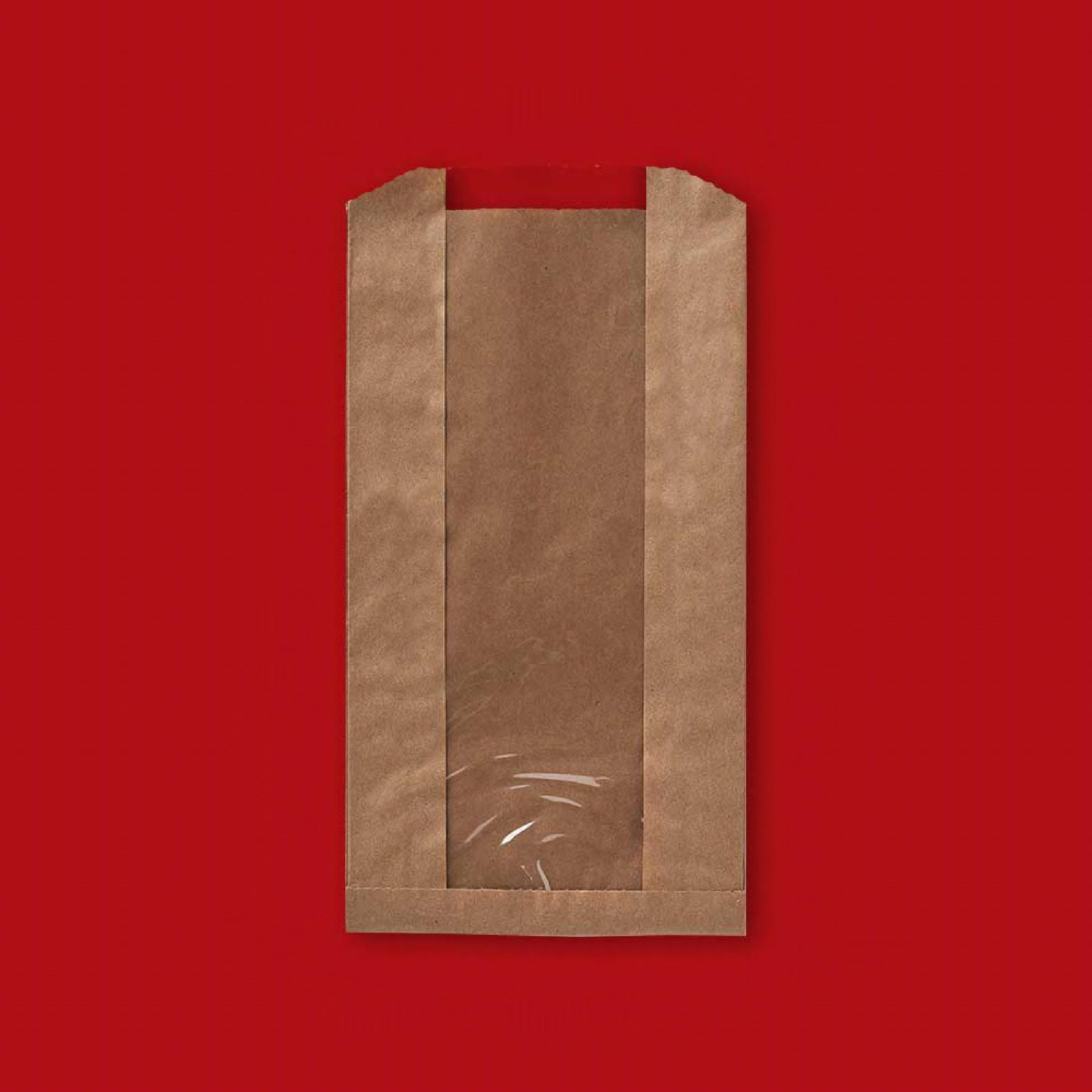 Sandwich Bag 5.5X2X10 IN Kraft Paper PET Kraft Gusset With Window 1000/Case