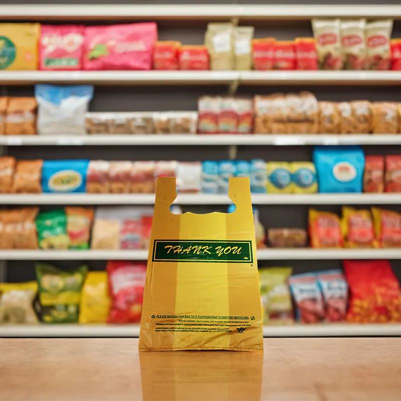 Shopper Bag 11.5X6.5X21 IN Plastic 16.5MIC Beige Gusset 600/Case