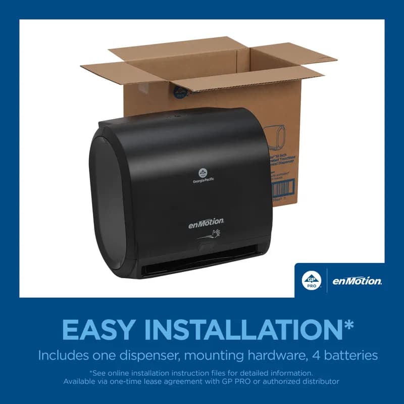 enMotion® Impulse® Paper Towel Dispenser 9.25X14.6X14 IN Wall Mount Black 1-Roll Touchless Automatic 10IN Roll 1/Each
