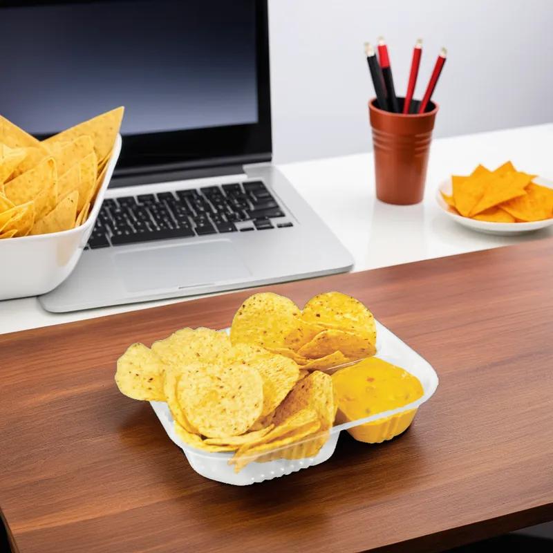 Nacho Take-Out Tray Base 6X8 IN 2 Compartment Plastic Clear Bulk 500/Case