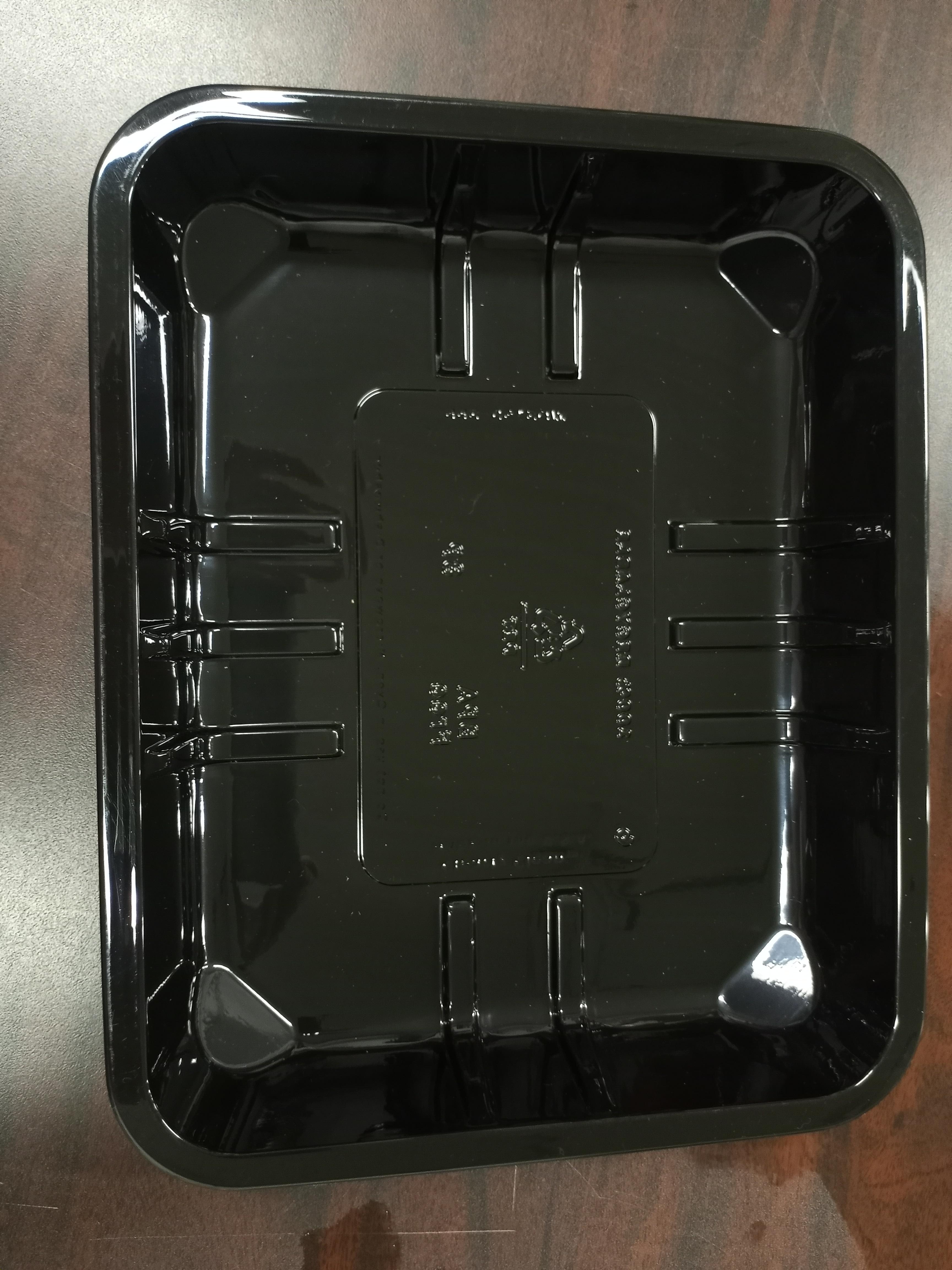 Take-Out Container Base 10.5X8.5X1.5 IN PET Black 288/Case