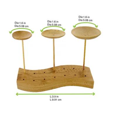 Plate Mini 3.9X3.9 IN Bamboo Natural With Skewer 24 Count/Pack 6 Packs/Case 144 Count/Case