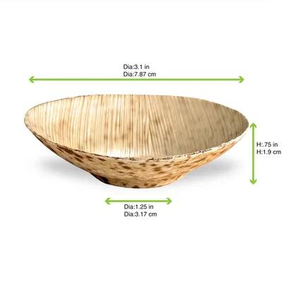 Dish Mini 3.1X3.1 IN Bamboo Leaf Natural Round 50 Count/Pack 20 Packs/Case 1000 Count/Case