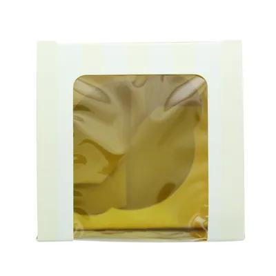 Cupcake Box 3.3X3.3X3.3 IN Corrugated Paperboard Yellow 1 Piece With Window 50 Count/Pack 2 Packs/Case 100 Count/Case