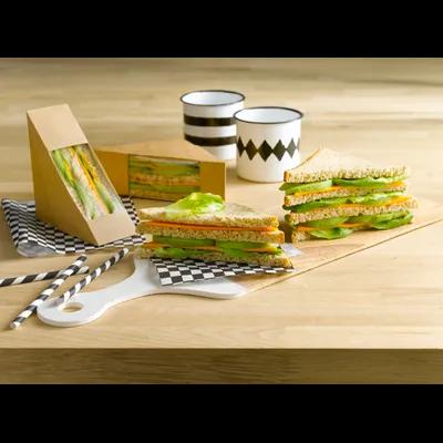Sandwich Take-Out Box 4.8X1X4.8 IN Corrugated Paperboard PET Kraft With Window 50 Count/Pack 10 Packs/Case