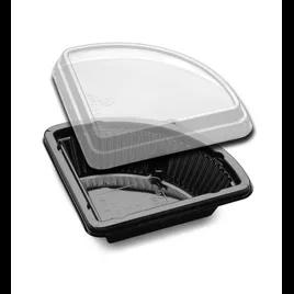 DisplayPie® Pie Slice Container & Lid Combo With Dome Lid 0.25 Slice PET Black Clear Triangle 150/Case