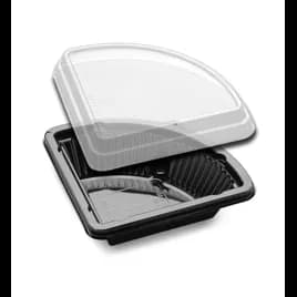 DisplayPie® Pie Slice Container & Lid Combo With Dome Lid 0.25 Slice PET Black Clear Triangle 150/Case