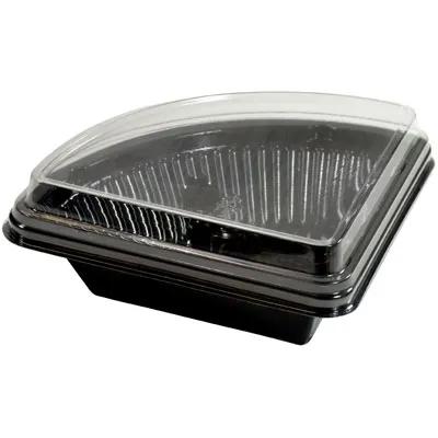 DisplayPie® Pie Slice Container & Lid Combo With Dome Lid 0.25 Slice PET Black Clear Triangle 150/Case