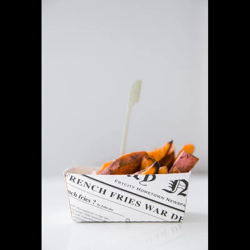 Food Tray 15 OZ Corrugated Paperboard Black White Newspaper Print 250 Count/Pack 4 Packs/Case 1000 Count/Case