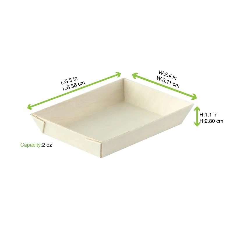 Serving Tray 3.3X2.4X0.6 IN Wood Samurai Rectangle Microwave Safe 20 Count/Pack 10 Packs/Case 200 Count/Case