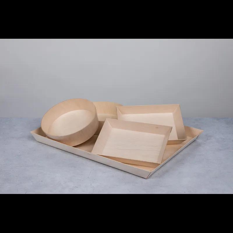 Serving Tray 13X13X3 IN Wood Square Microwave Safe Grease Resistant 10 Count/Case