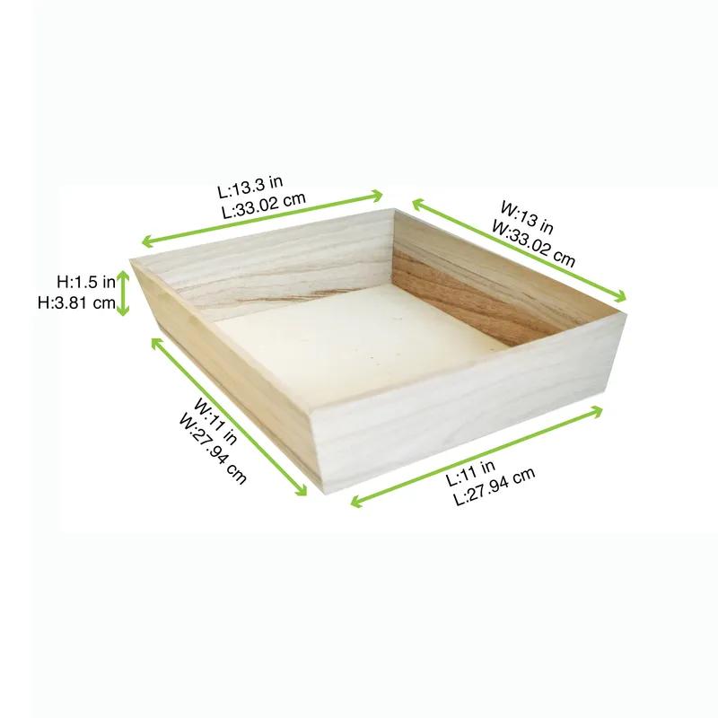 Serving Tray 13X13X3 IN Wood Square Microwave Safe Grease Resistant 10 Count/Case