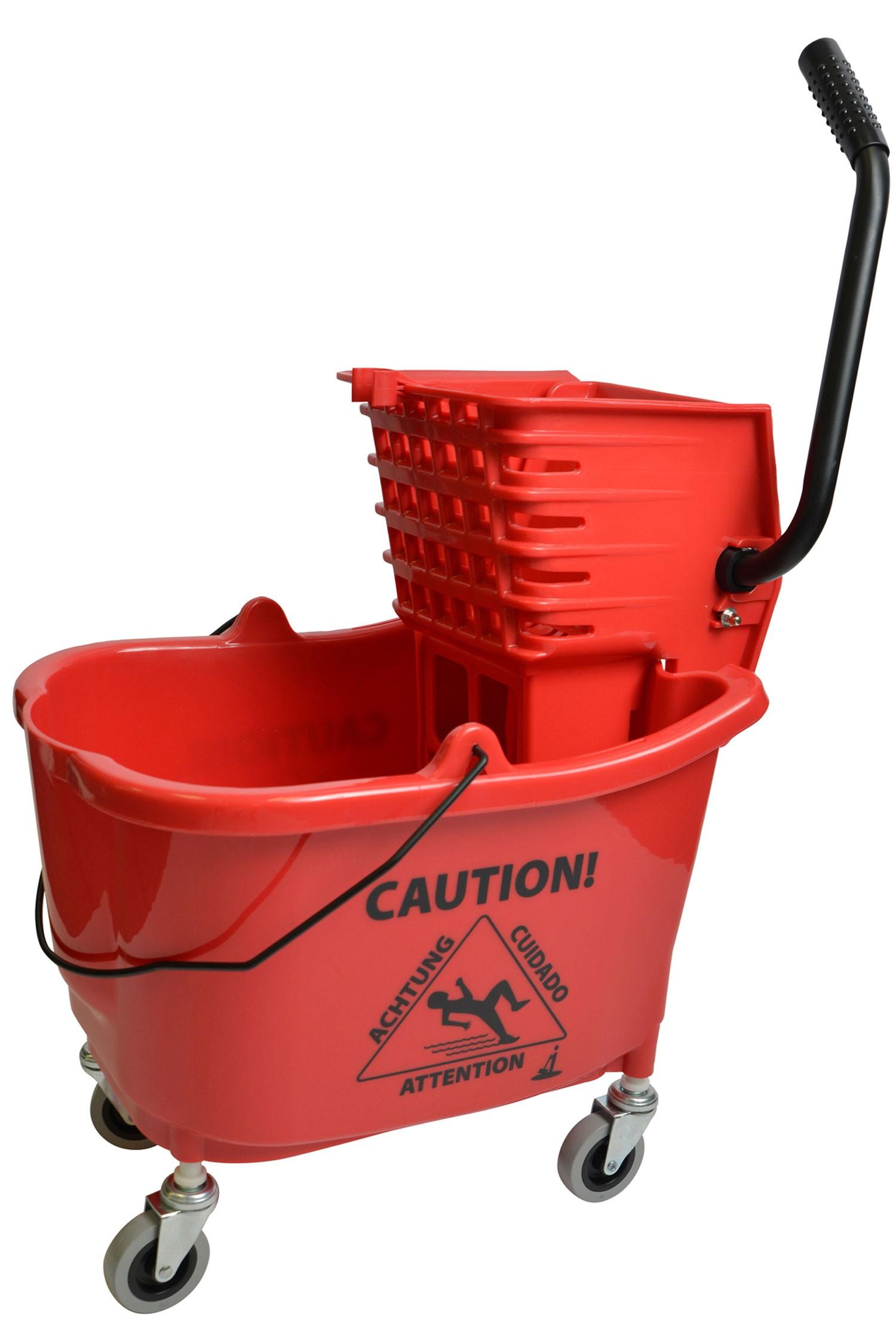 Mop Bucket & Wringer 35 QT Red Side Press Combo 1/Each