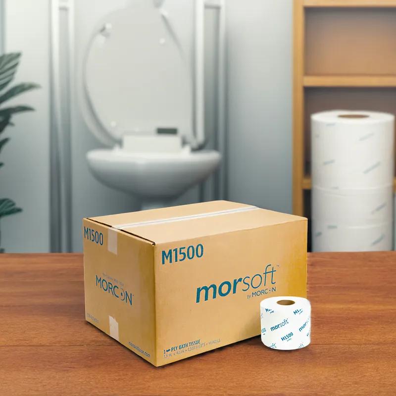 Morsoft® Toilet Paper & Tissue Roll 4X4.5 IN 1PLY White 1500 Sheets/Roll 48 Rolls/Case 72000 Sheets/Case