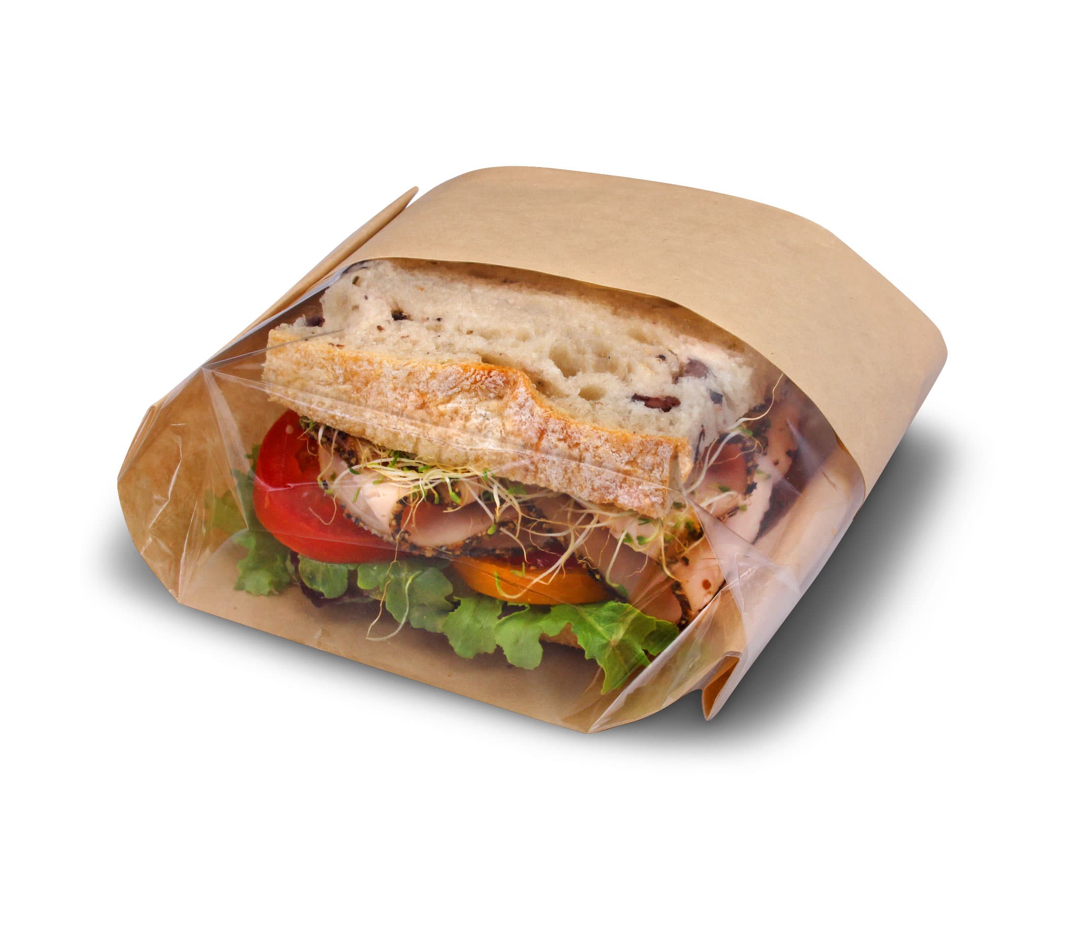 Bagcraft® Dubl View ToGo!® Deli Bag 5.75X2.75X9.5 IN Wax Coated Paper PP Kraft With Window 500/Case