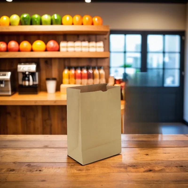 Grocery Bag 5.25X3.438X10.938 IN Paper 35# Natural Flat Bottom 3000/Bale