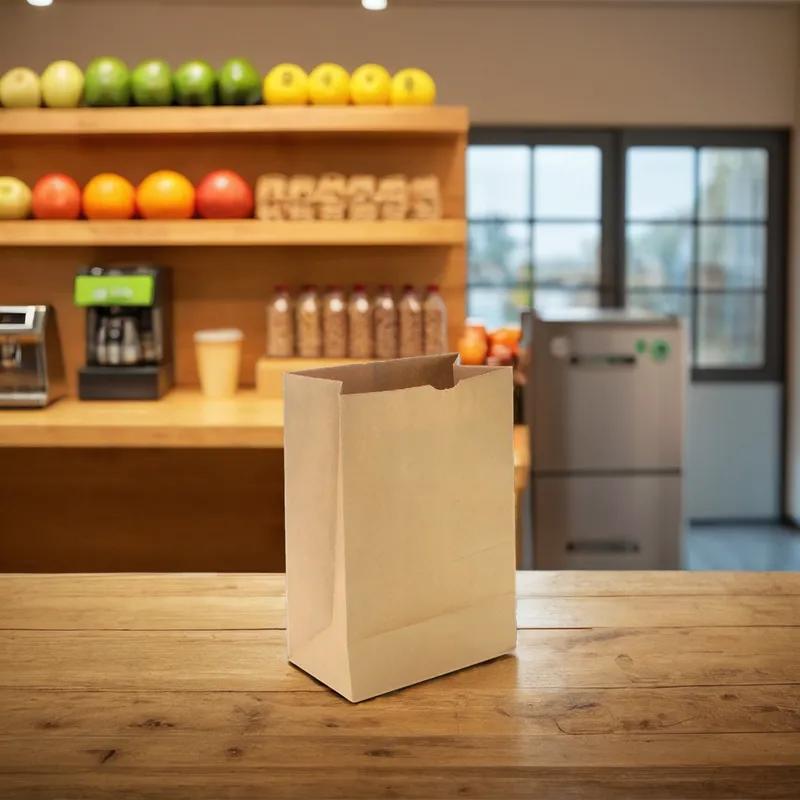 Grocery Bag 5.25X3.438X10.938 IN Paper 35# Natural Flat Bottom 3000/Bale