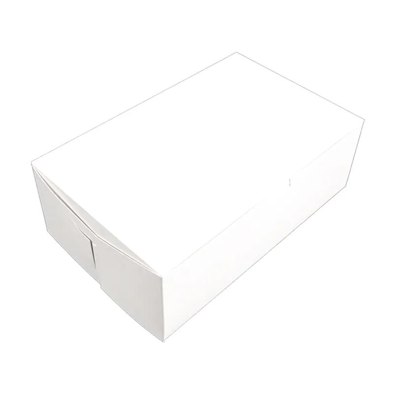 Donut Box 10.75X6.75X3.625 IN Clay-Coated Kraft Board White Kraft Rectangle Lock Corner 250/Bundle