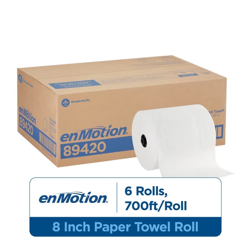 enMotion® Roll Paper Towel 8.2X9 IN 700 FT 1PLY White Standard Roll 7.5IN Roll 6 Rolls/Case