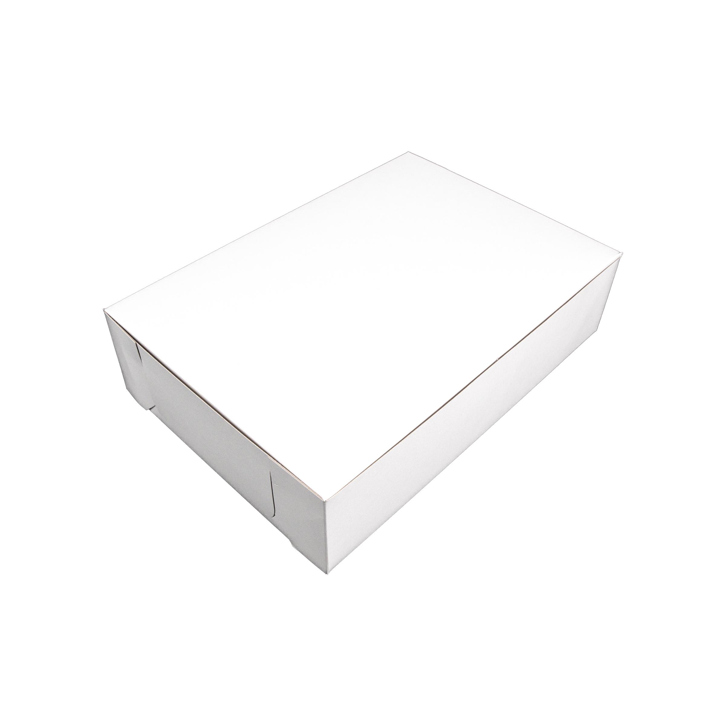 Donut Box 3 CT 13X9X3 IN Clay-Coated Kraft Board White Kraft Rectangle Lock Corner 200/Bundle