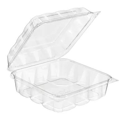 Essentials Take-Out Container Hinged With Dome Lid 8X8X3 IN RPET Clear Square 132/Case