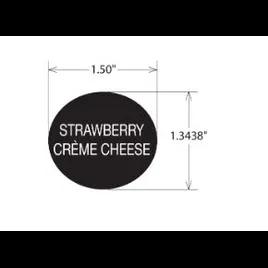Strawberry Cream Cheese Label 1.3438X1.5 IN Black White Oval 1/Roll