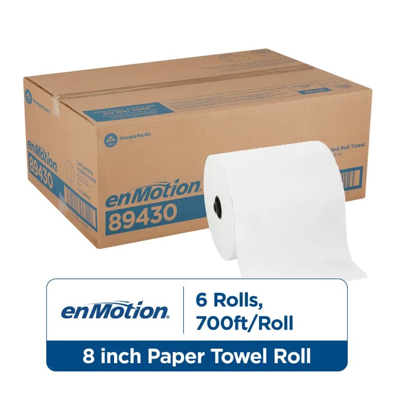 enMotion® Roll Paper Towel 8.2X9 IN 700 FT 1PLY White Standard Roll EPA Indicator 7.5IN Roll 6 Rolls/Case