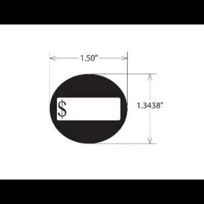 $0.00 Label 1.3438X1.5 IN Black White Oval Blank 1/Roll