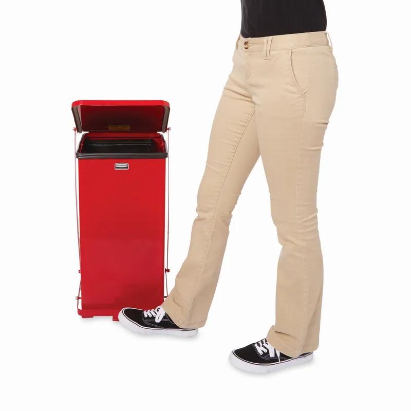 Defenders® Biohazard 1-Stream Trash Can 13.50X14.25X23.88 IN 6.5 GAL Red Square Metal With Hinged Lid Step-On 1/Each