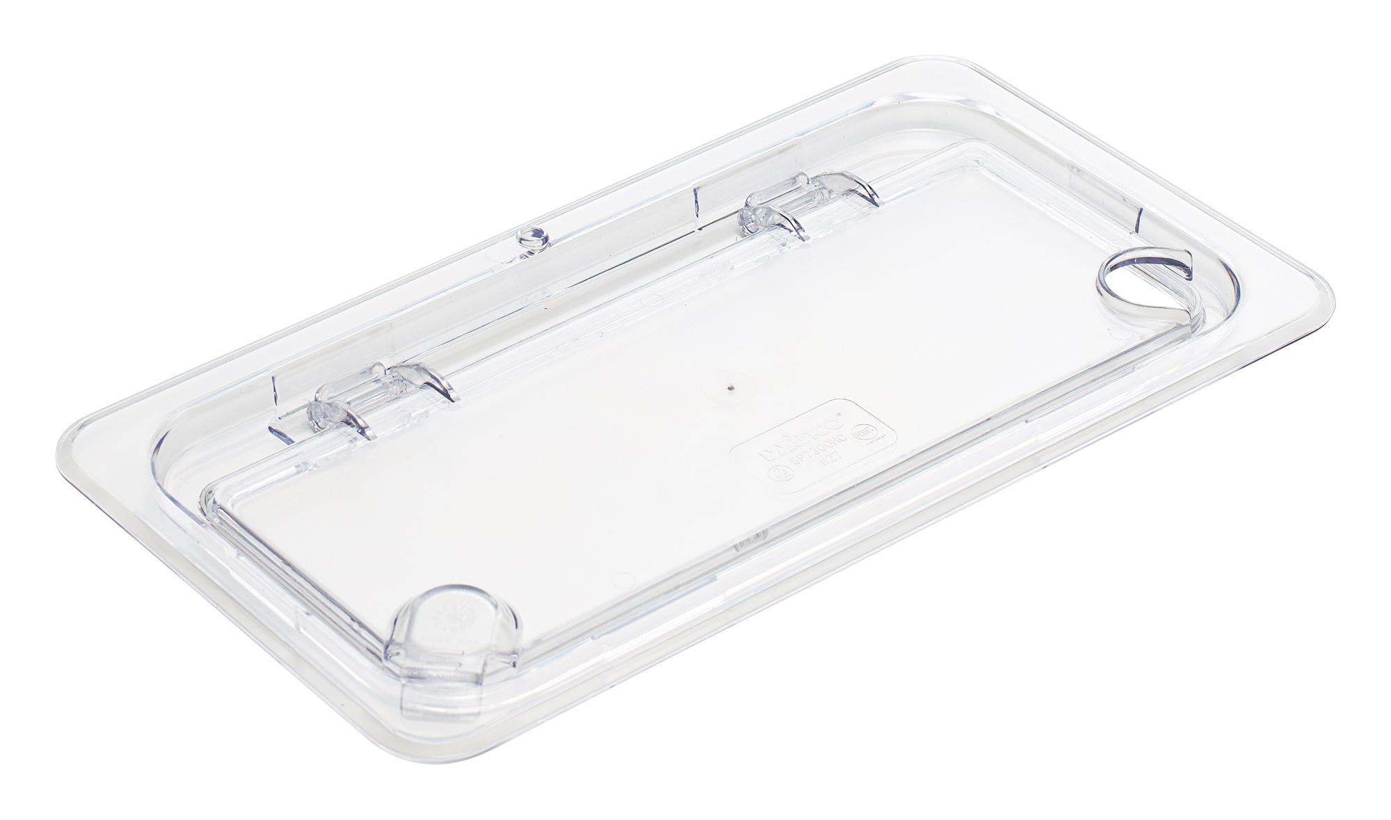 Lid Food Pan 1/3 Size 12.75X6.875X1 IN Clear Rectangle Plastic With Hinged Peg Hole Notched Lid 1/Each
