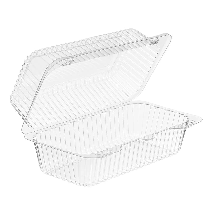 Essentials Bakery Hinged Container 8.5X4.4375X3.5 IN RPET Clear Rectangle Deep 300/Case