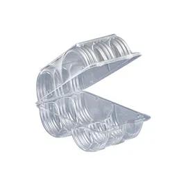 Essentials SureLock Donut Hinged Container With Dome Lid 8X5.25X2 IN 6 Compartment PET Clear Rectangle 192/Case