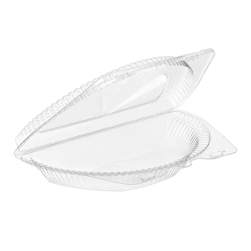 Essentials SureLock Half Pie Hinged Container With Dome Lid 10.6875X6.5X2.3125 IN RPET Clear Round 200/Case