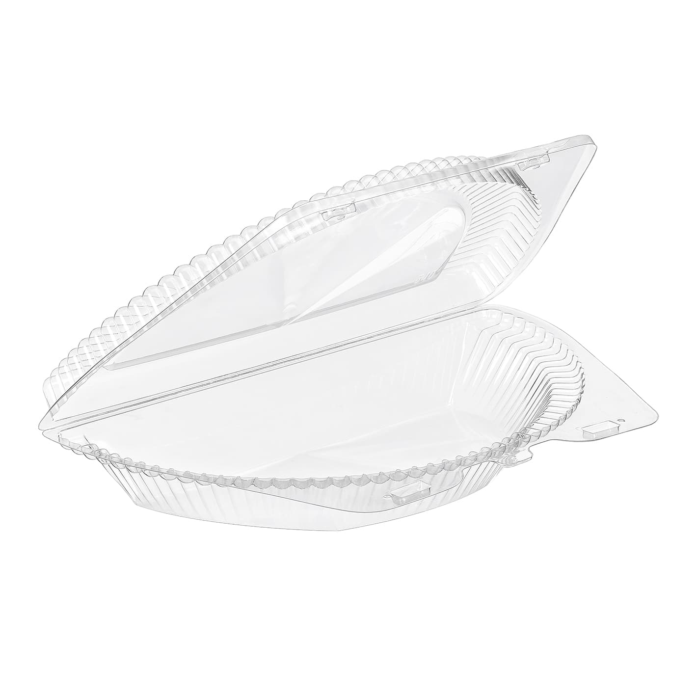 Essentials SureLock Half Pie Hinged Container With Dome Lid 10.6875X6.5X2.3125 IN RPET Clear Round 200/Case