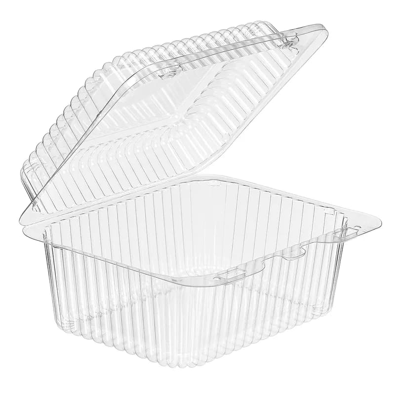 Essentials SureLock Bakery Hinged Container With Dome Lid 6.9375X5.875X3.5 IN RPET Clear Rectangle Deep 300/Case