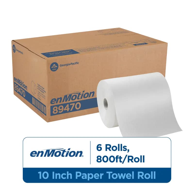 enMotion® Roll Paper Towel 10IN X800FT 1PLY White Standard Roll 7.85IN Roll 800 Sheets/Roll 6 Rolls/Case