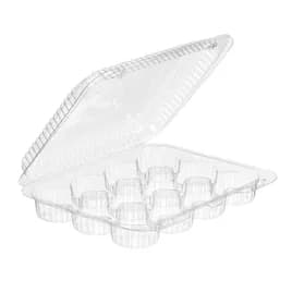 Essentials SureLock Mini Muffin Hinged Container With Dome Lid 8.6875X7.125X1.9375 IN 12 Compartment RPET Clear Rectangle Shallow 250/Case