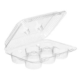 Essentials Cupcake Hinged Container 6 CT 9.375X6.75X2 IN RPET Clear 300/Case