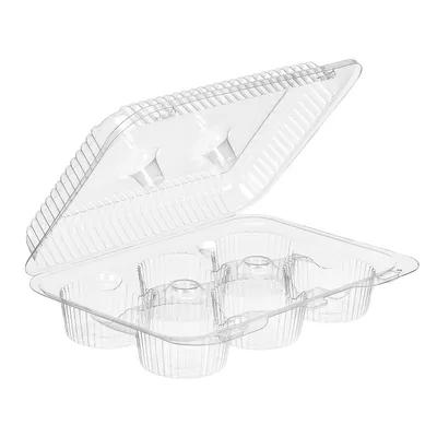 Essentials Cupcake Hinged Container 6 CT 9.375X6.75X2 IN RPET Clear 300/Case