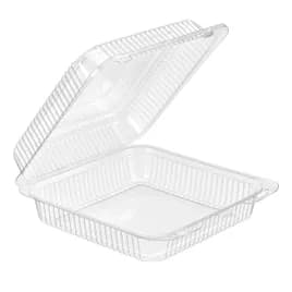 Essentials Take-Out Container Hinged With Dome Lid 8.5625X9X2.9375 IN RPET Clear Square 300/Case