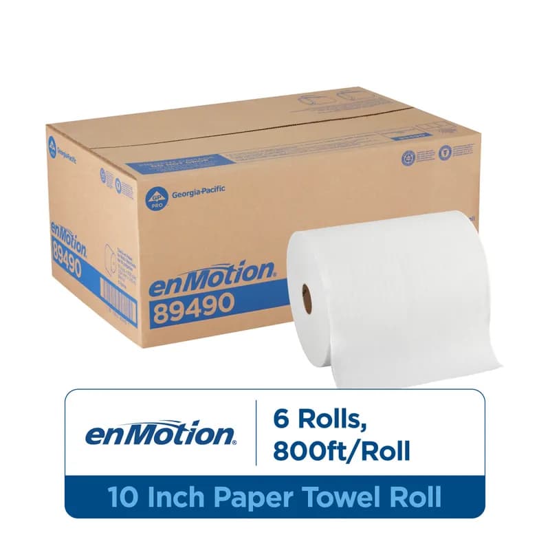 enMotion® Roll Paper Towel 4X10 IN 800 FT 1PLY White Standard Roll 800 Sheets/Roll 6 Rolls/Case 4800 Sheets/Case