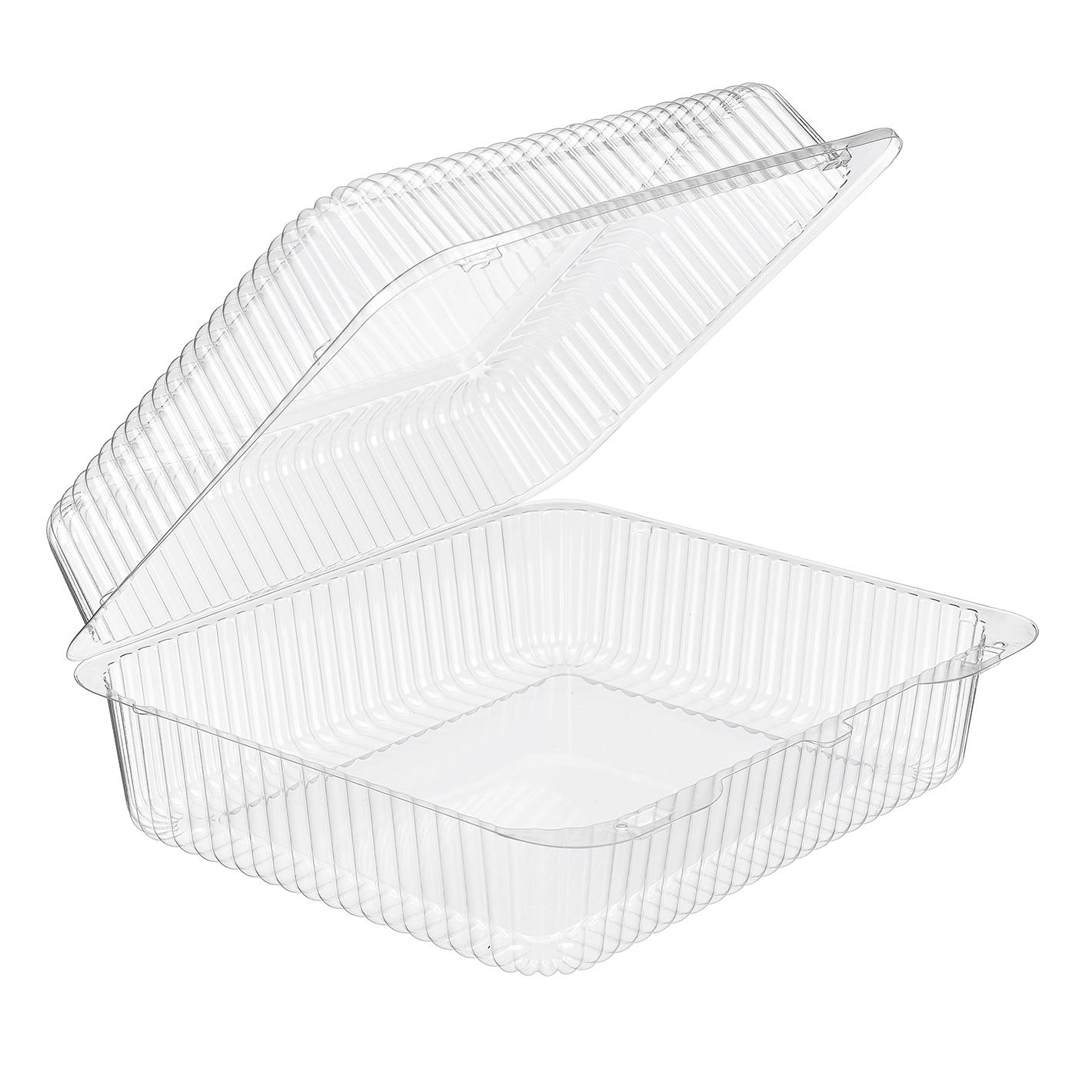 Essentials SureLock Cookie Donut Hinged Container With Dome Lid 6X6.25X2.5 IN RPET Clear Square 200/Case