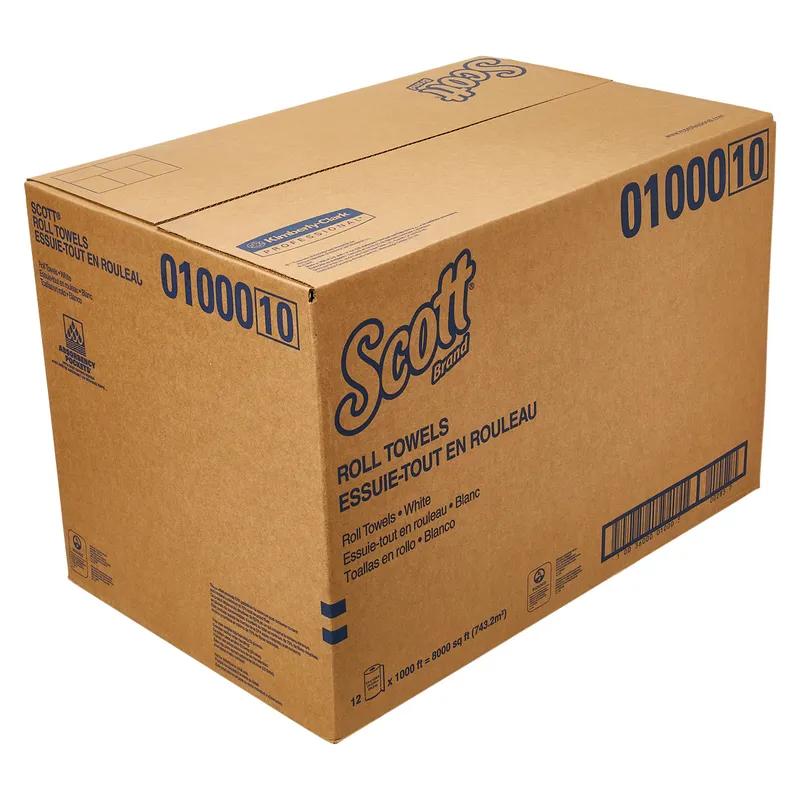 Scott® Roll Paper Towel 8X8 IN 1000 FT White Hardwound Core 1000 Sheets/Roll 12 Rolls/Case 12000 Sheets/Case