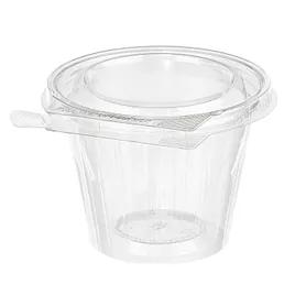 Safe-T-Fresh® Deli Container Hinged With Flat Lid 11 OZ RPET Clear Round Shallow 256/Case