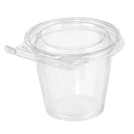 Safe-T-Fresh® Deli Container Hinged With Flat Lid 12 OZ RPET Clear Round 256/Case
