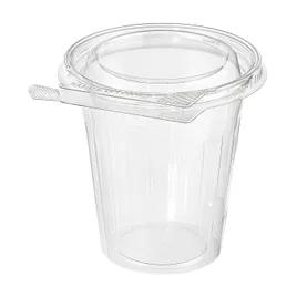 Safe-T-Fresh® Deli Container Hinged With Flat Lid 16 OZ RPET Clear Round 232/Case